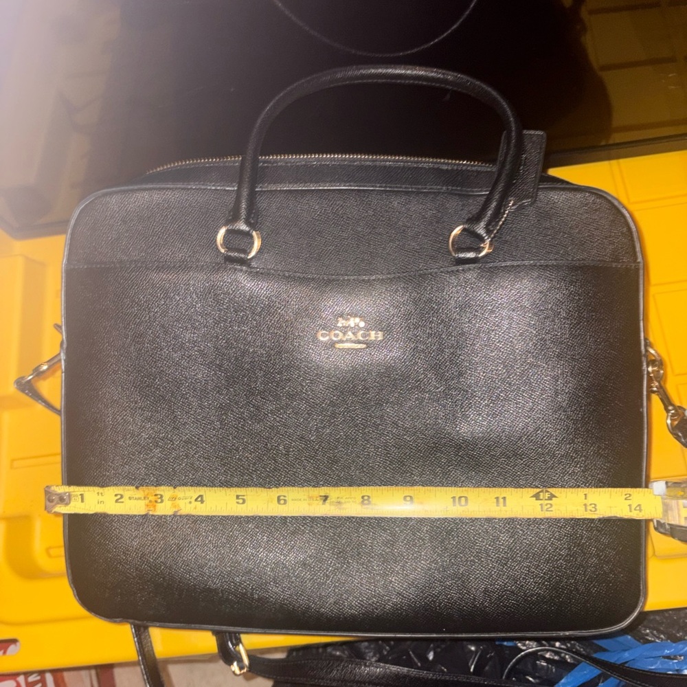 Coach Black Leather Laptop bag with Gold Accents - Picture 5 of 5